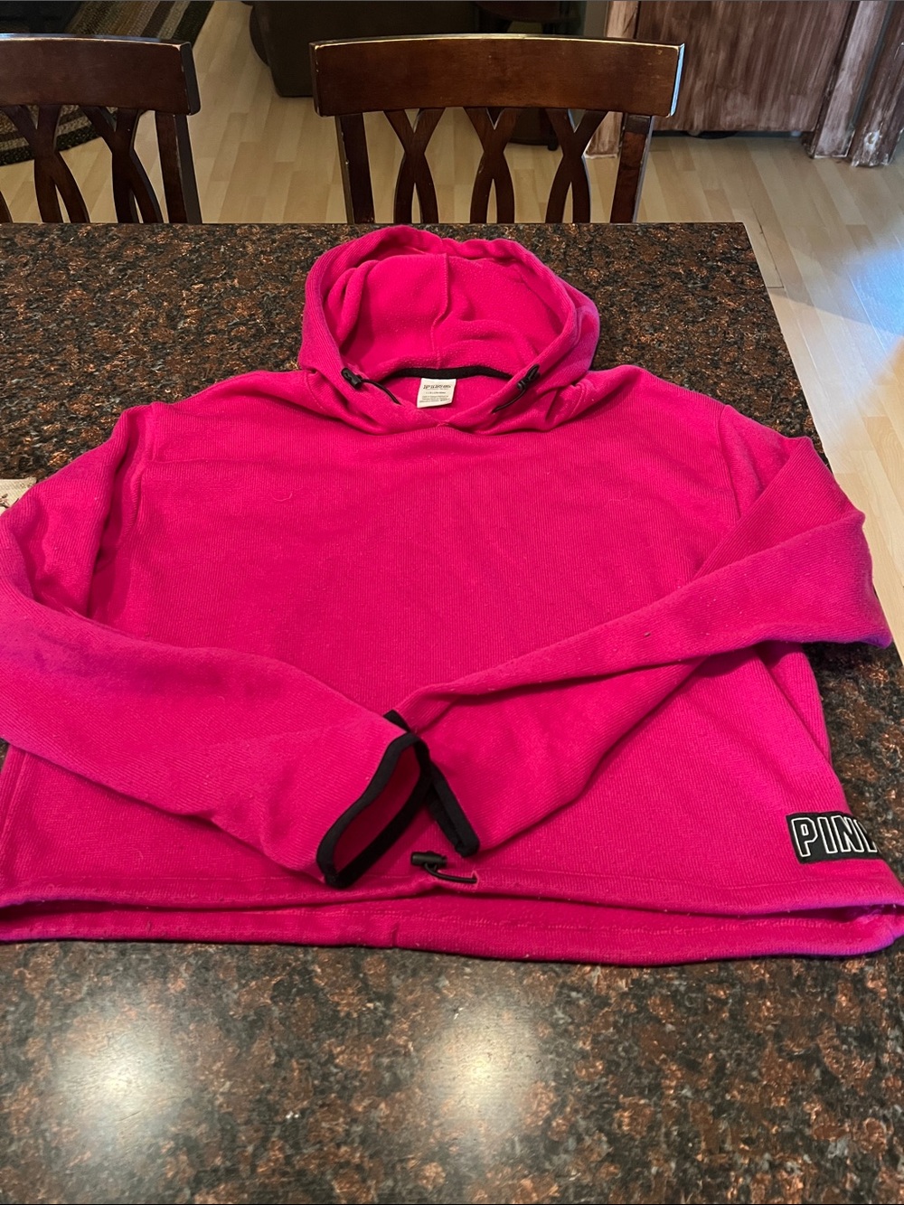 PINK Victoria's Secret Hot Pink Zip-Up Hooded Sweater